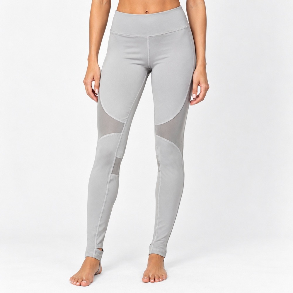 Alo Yoga High Waist Mesh Panel Stirrup Leggings Light Grey Small